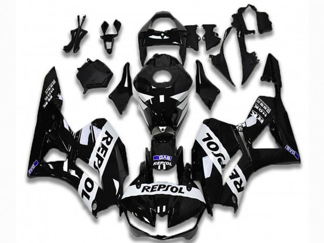 Billige Honda CBR600RR Motorrad Verkleidung 2013-2023 - Glanzendes Schwarz Weiss Repsol