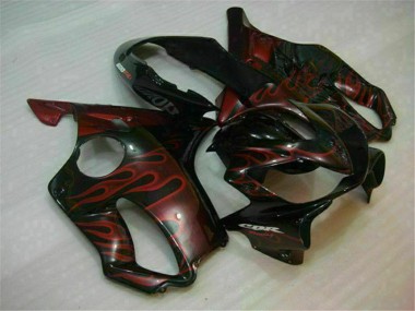 Billige Honda CBR600 F4i Motorrad Verkleidung 2004-2007 - Glanzendes Schwarz Rot Flamme