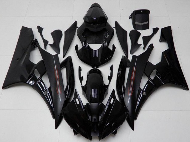 Billige Yamaha YZF R6 Motorrad Verkleidung Kit 2006-2007 - Glanzendes Schwarz Matt Schwarz