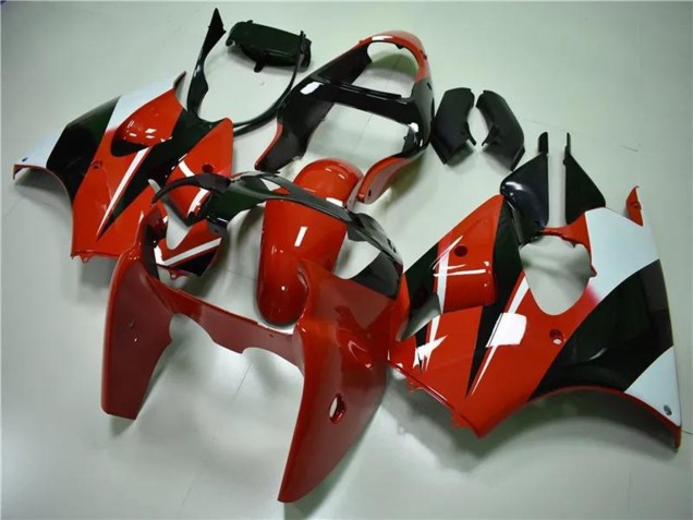 Billige Kawasaki ZX6R Motorrad Verkleidung 2000-2002 - Weiss Rot Glanzendes Schwarz