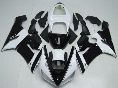 Billige Kawasaki ZX6R Motorrad Verkleidung 2005-2006 - Weiss Glanzendes Schwarz