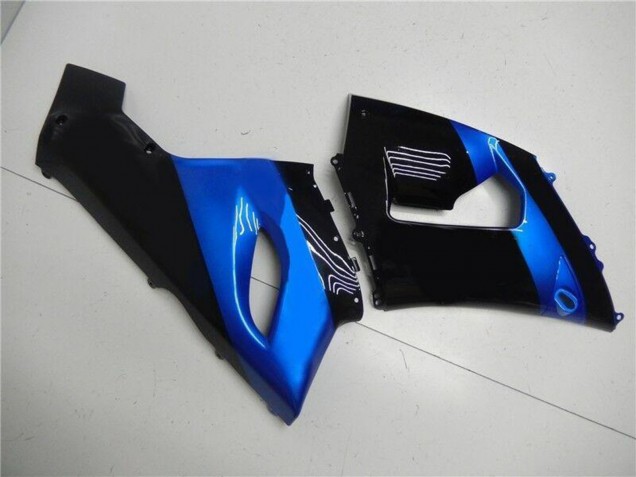 Billige Kawasaki ZX6R Motorrad Verkleidung Kit 2005-2006 - Blau Glanzendes Schwarz