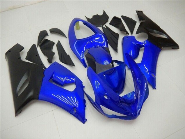 Billige Kawasaki ZX6R Motorrad Verkleidung 2005-2006 - Blau Matt Schwarz