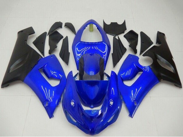 Billige Kawasaki ZX6R Motorrad Verkleidung 2005-2006 - Blau Matt Schwarz