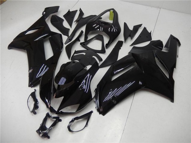 Billige Kawasaki ZX6R Motorrad Verkleidung 2007-2008 - Glanzendes Schwarz