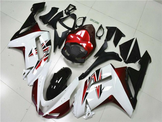 Billige Kawasaki ZX6R Motorrad Verkleidung 2007-2008 - Weiss Schwarz Rot