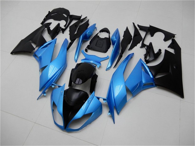 Billige Kawasaki ZX6R Motorrad Verkleidung 2009-2012 - Hellblau Glanzendes Schwarz