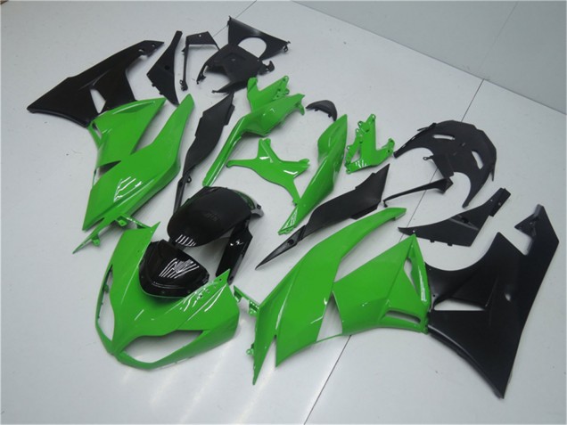 Billige Kawasaki ZX6R Motorrad Verkleidung Kit 2009-2012 - Grun Glanzendes Schwarz