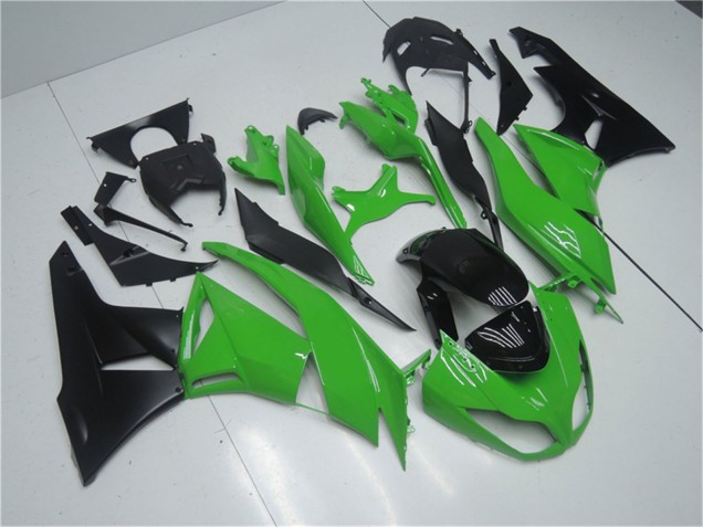 Billige Kawasaki ZX6R Motorrad Verkleidung Kit 2009-2012 - Grun Glanzendes Schwarz