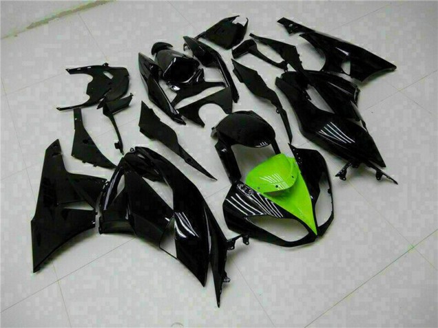 Billige Kawasaki ZX6R Motorrad Verkleidung 2009-2012 - Glanzendes Schwarz Grun