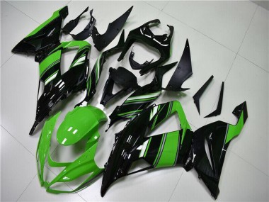 Billige Kawasaki ZX6R Motorrad Verkleidung 2013-2018 - Grun Glanzendes Schwarz