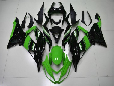 Billige Kawasaki ZX6R Motorrad Verkleidung 2013-2018 - Grun Glanzendes Schwarz