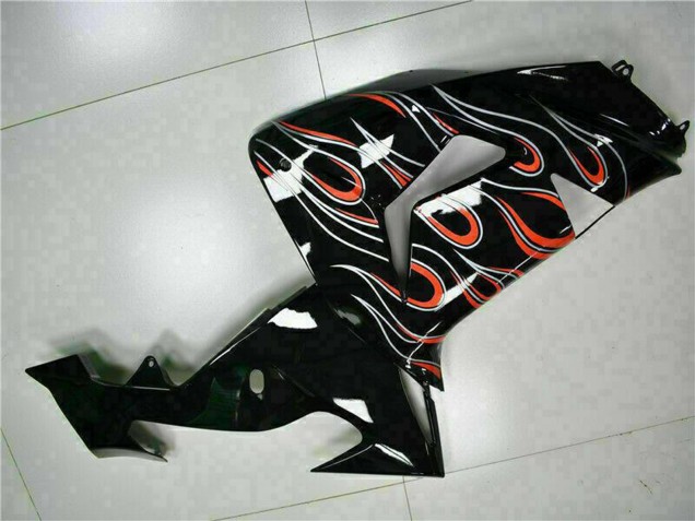 Billige Kawasaki ZX10R Motorrad Verkleidung Kit 2006-2007 - Glanzendes Schwarz Rot Flamme