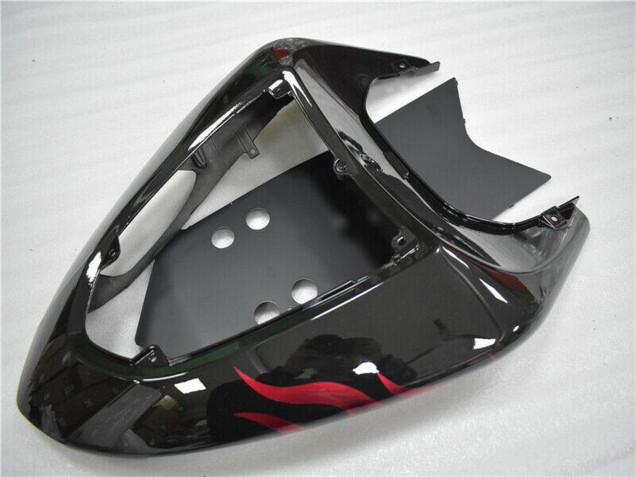 Billige Kawasaki ZX10R Motorrad Verkleidung 2006-2007 - Glanzendes Schwarz Rot Flamme