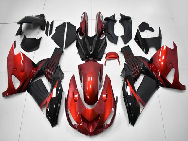 Billige Kawasaki ZX14R ZZR1400 Motorrad Verkleidung 2006-2011 - Rot Schwarz