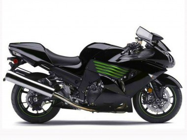 Billige Kawasaki ZX14R ZZR1400 Motorrad Verkleidung 2006-2011 - Glanzendes Schwarz Grun