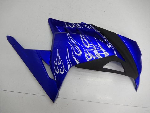 Billige Kawasaki Ninja 300 EX300R Motorrad Verkleidung 2013-2024 - Blau Schwarz Weiss Flamme