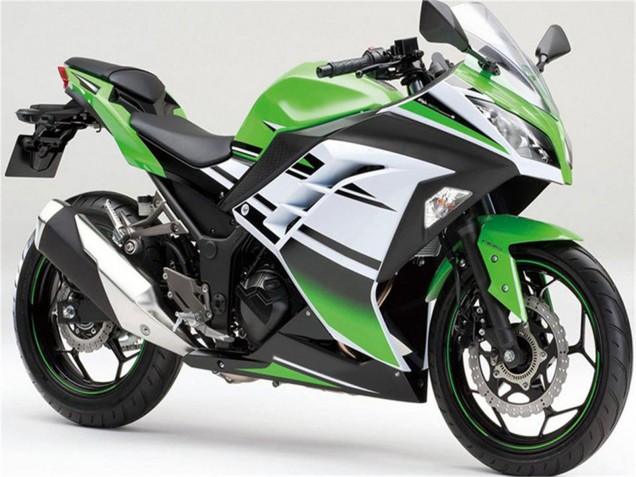 Billige Kawasaki Ninja 300 EX300R Motorrad Verkleidung 2013-2024 - Grun Weiss Schwarz Streifen