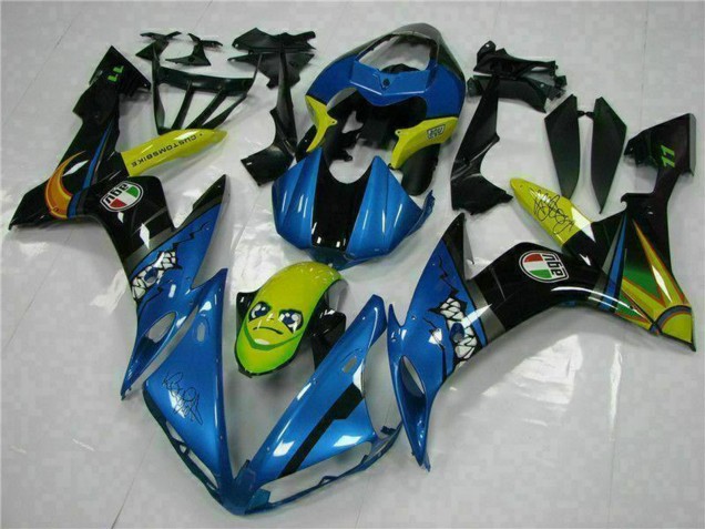 Billige Yamaha YZF R1 Motorrad Verkleidung 2004-2006 - Blau Gelb Hai