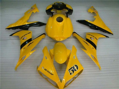 Billige Yamaha YZF R1 Motorrad Verkleidung 2004-2006 - Gelb Glanzendes Schwarz Dunlop 50