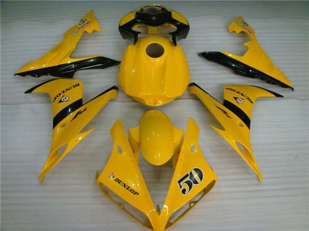 Billige Yamaha YZF R1 Motorrad Verkleidung 2004-2006 - Gelb Glanzendes Schwarz Dunlop 50