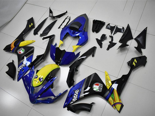 Billige Yamaha YZF R1 Motorrad Verkleidung 2007-2008 - Blau Gelb Schwarz Hai