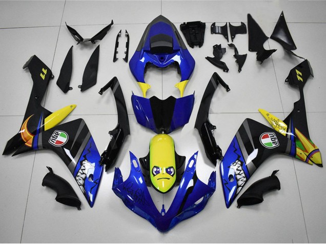 Billige Yamaha YZF R1 Motorrad Verkleidung 2007-2008 - Blau Gelb Schwarz Hai