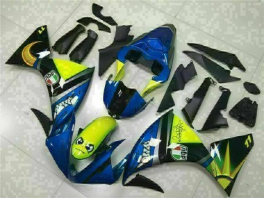 Billige Yamaha YZF R1 Motorrad Verkleidung 2009-2011 - Blau Gelb Hai