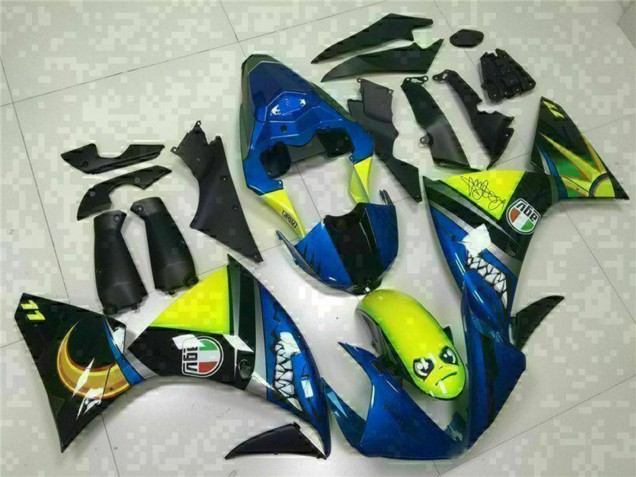 Billige Yamaha YZF R1 Motorrad Verkleidung 2009-2011 - Blau Gelb Hai