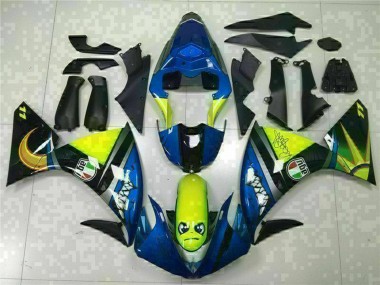 Billige Yamaha YZF R1 Motorrad Verkleidung 2009-2011 - Blau Gelb Hai