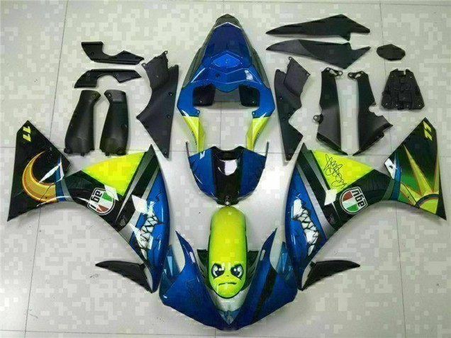 Billige Yamaha YZF R1 Motorrad Verkleidung 2009-2011 - Blau Gelb Hai