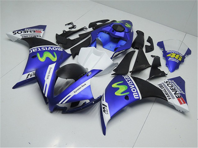 Billige Yamaha YZF R1 Motorrad Verkleidung 2012-2014 - Blau Weiss Schwarz Grun MoviStar Yamalube ENEOS