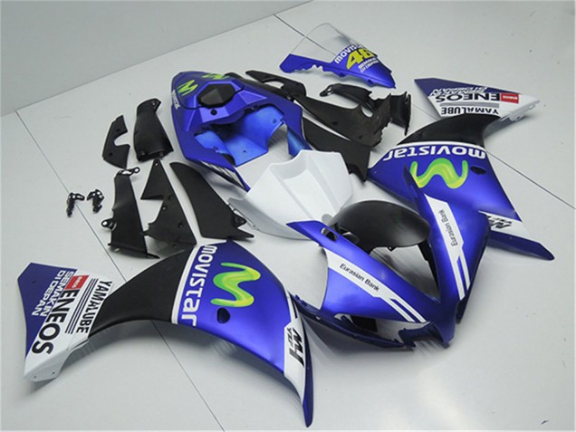 Billige Yamaha YZF R1 Motorrad Verkleidung 2012-2014 - Blau Weiss Schwarz Grun MoviStar Yamalube ENEOS