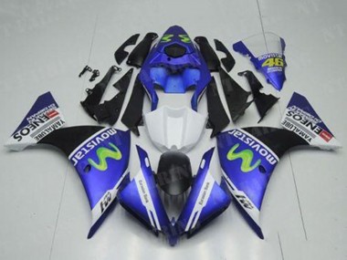 Billige Yamaha YZF R1 Motorrad Verkleidung 2012-2014 - Blau Weiss Schwarz Grun MoviStar Yamalube ENEOS