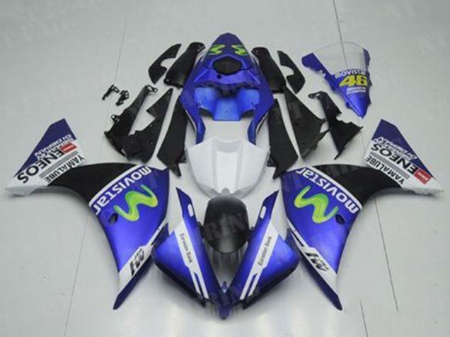 Billige Yamaha YZF R1 Motorrad Verkleidung 2012-2014 - Blau Weiss Schwarz Grun MoviStar Yamalube ENEOS