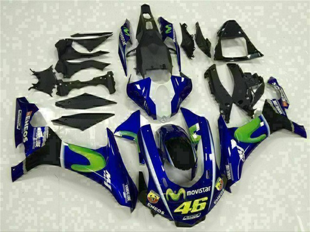 Billige Yamaha YZF R1 Motorrad Verkleidung 2015-2019 - Blau Silber Schwarz Grun MoviStar