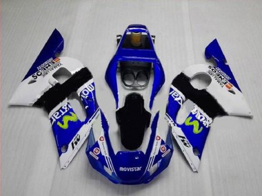 Billige Yamaha YZF R6 Motorrad Verkleidung 1998-2002 - Weiss Blau Schwarz MoviStar ENEOS Yamalube