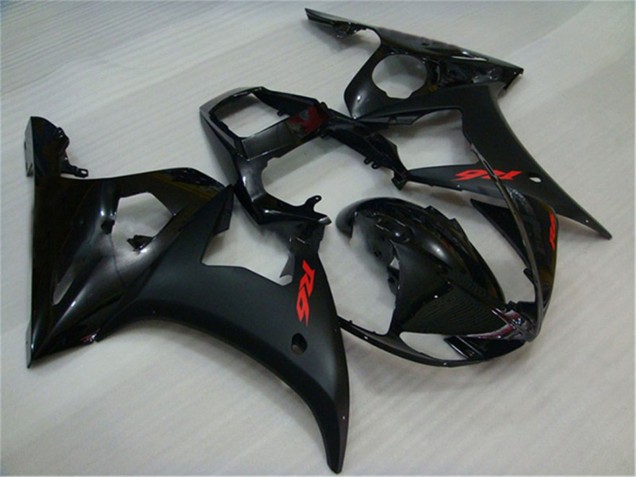 Billige Yamaha YZF R6 Motorrad Verkleidung 2003-2004 - Glanzendes Schwarz Matt Schwarz Rot Aufkleber