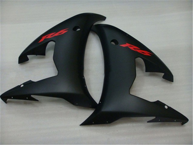 Billige Yamaha YZF R6 Motorrad Verkleidung 2003-2004 - Glanzendes Schwarz Matt Schwarz Rot Aufkleber