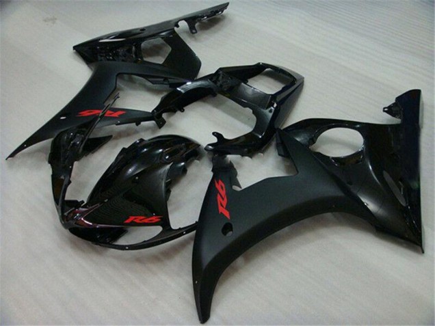 Billige Yamaha YZF R6 Motorrad Verkleidung 2003-2004 - Glanzendes Schwarz Matt Schwarz Rot Aufkleber