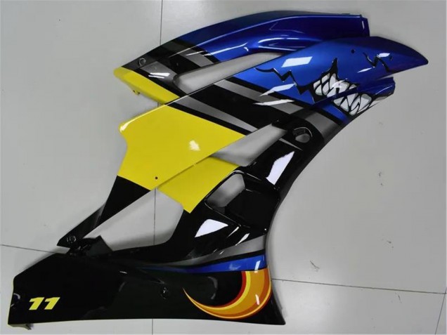 Billige Yamaha YZF R6 Motorrad Verkleidung 2006-2007 - Blau Gelb Glanzendes Schwarz Hai