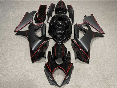 Billige Suzuki GSXR 1000 Motorrad Verkleidung 2007-2008 - Glanzendes Schwarz Matt Schwarz Rotmen