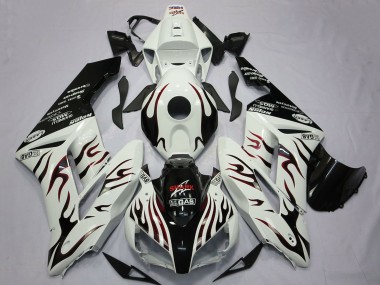 Billige Honda CBR1000RR Motorrad Verkleidung 2004-2005 - Weiss Glanzendes Schwarz Rot Flamme