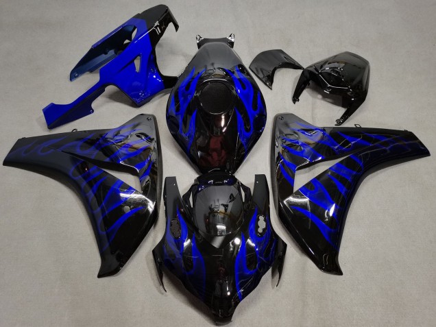 Billige Honda CBR1000RR Motorrad Verkleidung 2008-2011 - Glanzendes Schwarz Blau Flamme