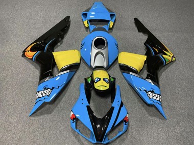 Billige Honda CBR1000RR Motorrad Verkleidung 2006-2007 - Hellblau Gelb Silber Glanzendes Schwarz Hai