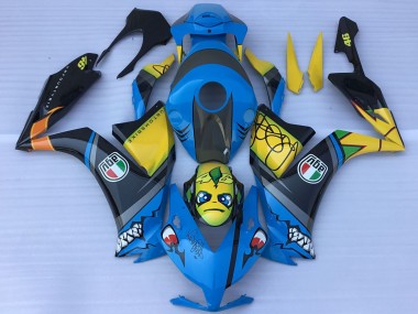 Billige Honda CBR1000RR Motorrad Verkleidung 2012-2016 - Blau Gelb Glanzendes Schwarz Hai Teeth