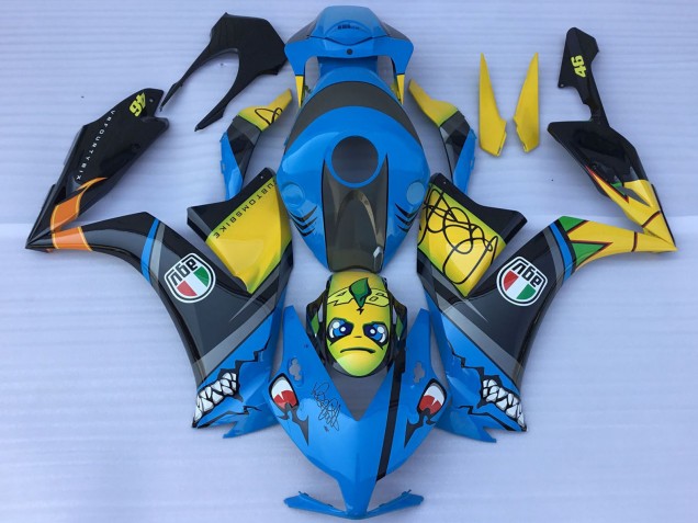 Billige Honda CBR1000RR Motorrad Verkleidung 2012-2016 - Blau Gelb Glanzendes Schwarz Hai Teeth