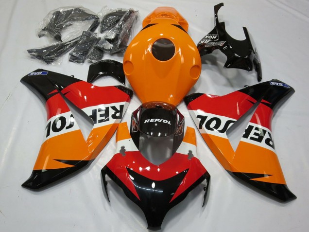 Billige Honda CBR1000RR Motorrad Verkleidungen Kit 2008-2011 - Orange Weiss Rot Glanzendes Schwarz Repsol