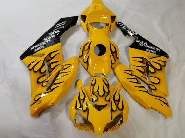 Billige Honda CBR1000RR Motorrad Verkleidung 2012-2016 - Gelb Schwarz Flamme