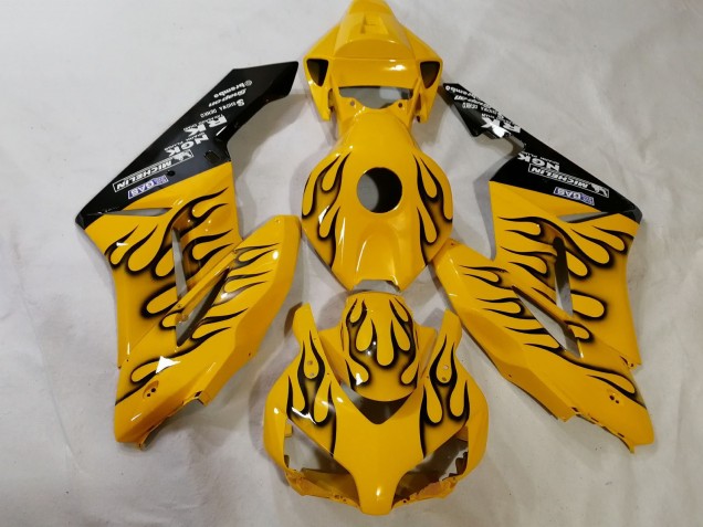 Billige Honda CBR1000RR Motorrad Verkleidung 2012-2016 - Gelb Schwarz Flamme
